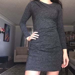 Banana Republic Longsleeve Ruched Grey Mini Dress